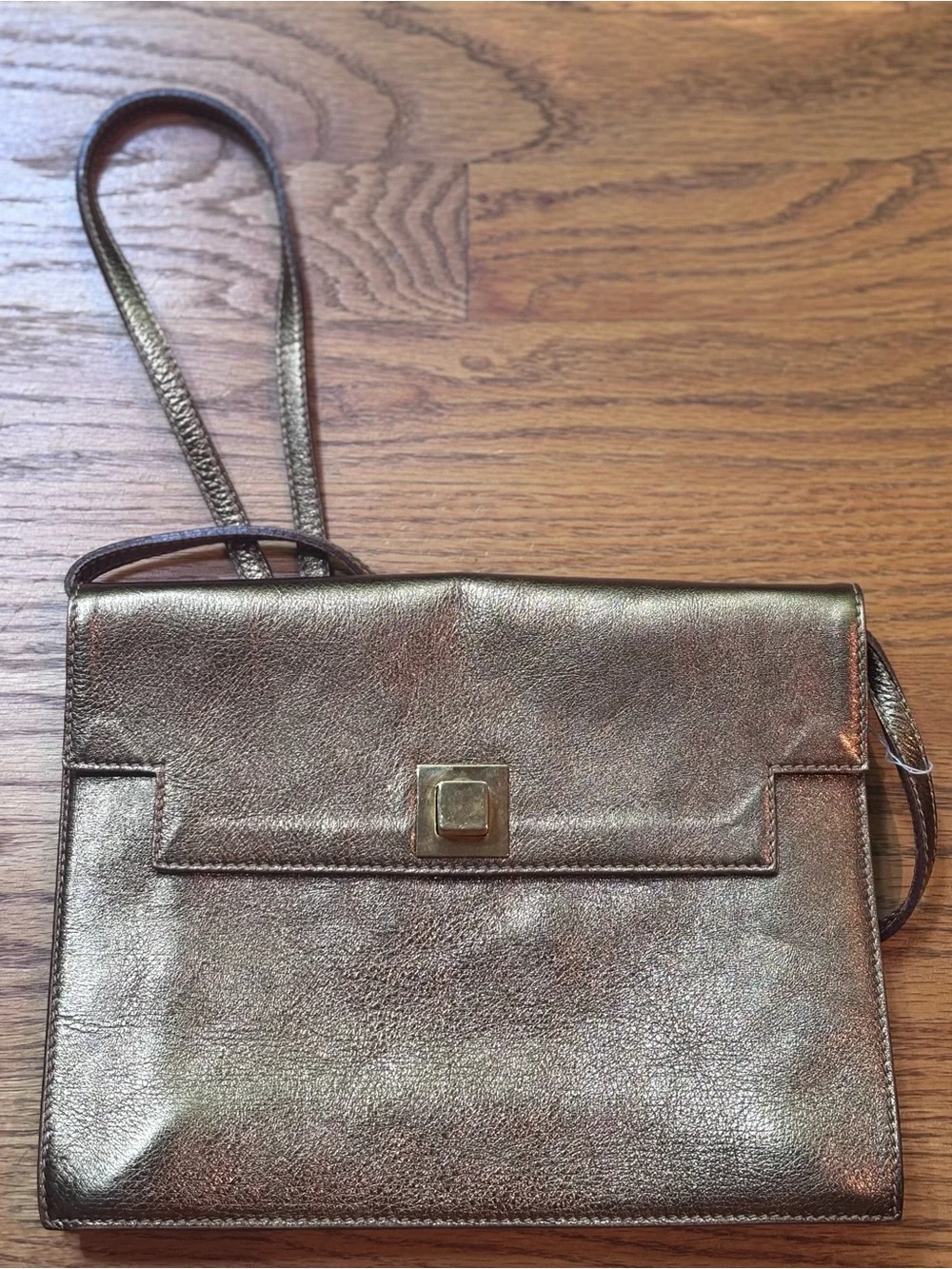 Vintage Furla Metallic Leather Crossbody Clutch Y2K Italian Designer Bag